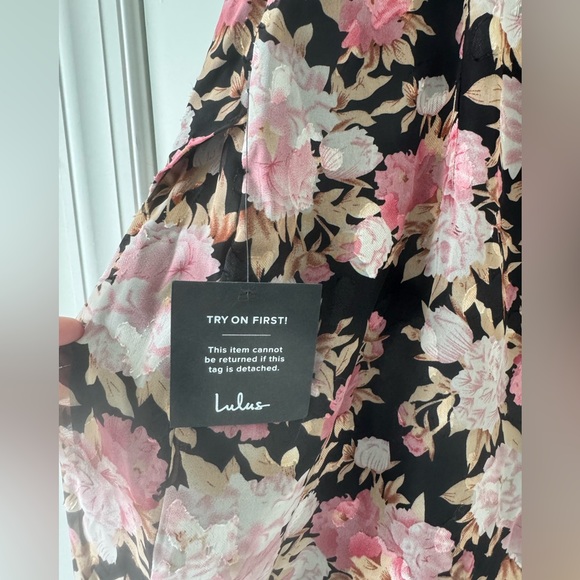 Black Floral Print Mini Dress - Size XL - Picture 6 of 8